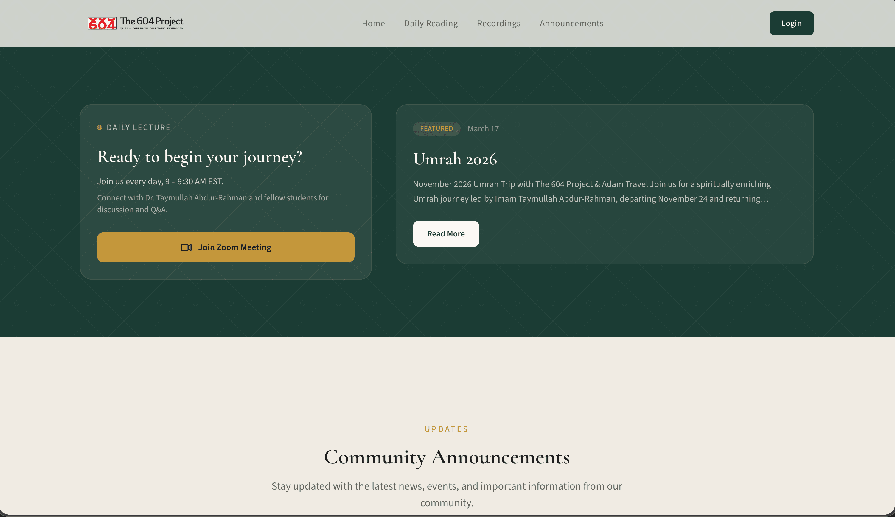 The 604 Project homepage